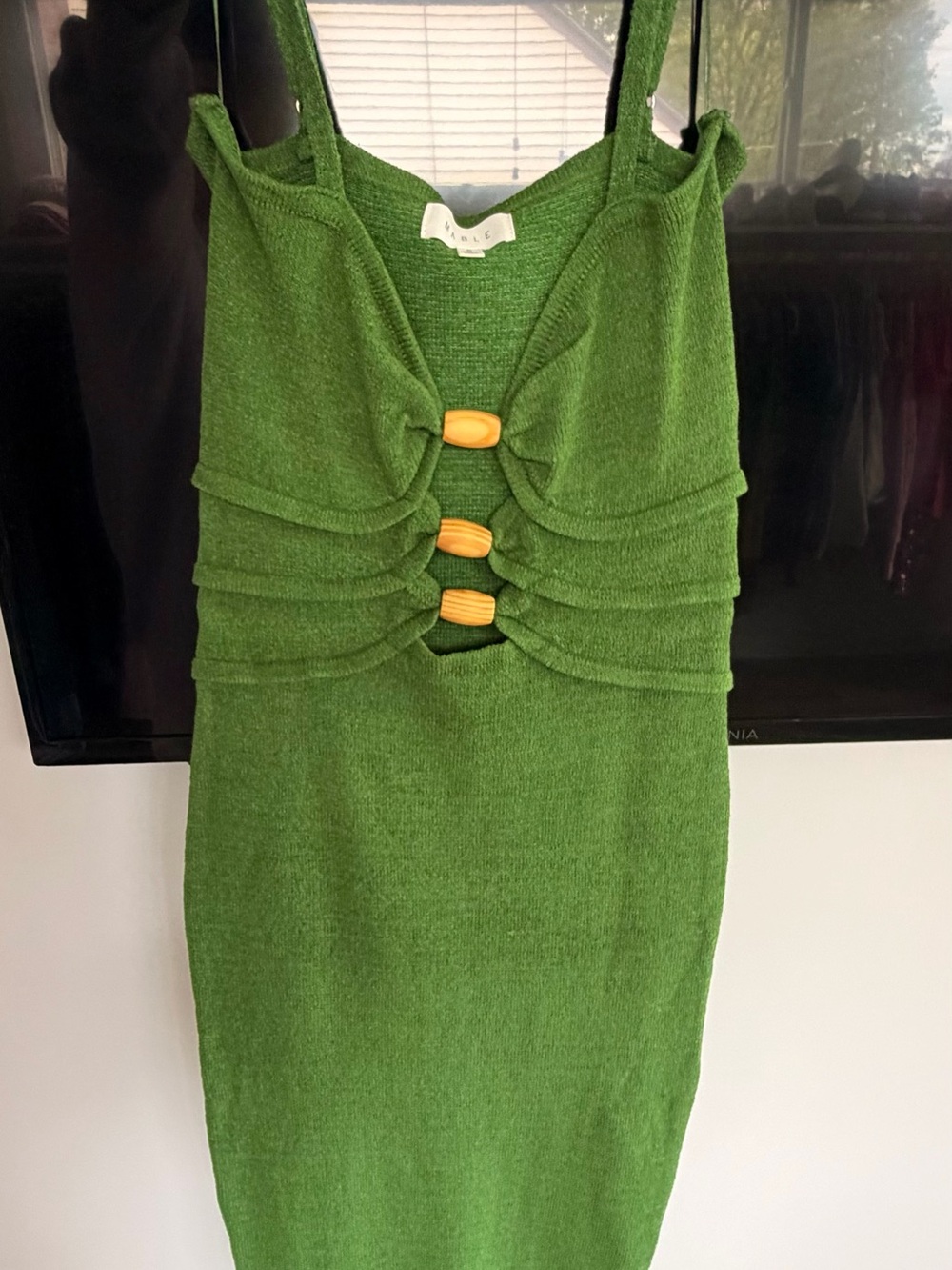 Green Sleeveless Maxi Dress with Front Accent Buttons